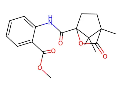 methyl 2-{[(4,7,7-trimethyl-3-oxo-2-oxabicyclo[2.2.1]hept-1-yl)carbonyl]amino}benzoate structure