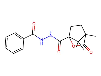 4,7,7-trimethyl-3-oxo-N'-(phenylcarbonyl)-2-oxabicyclo[2.2.1]heptane-1-carbohydrazide structure