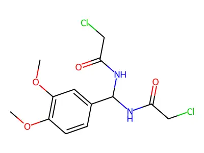 2-Chloro-N-(((chloroacetyl)amino)(3,4-dimethoxyphenyl)methyl)acetamide structure