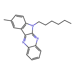 6-hexyl-9-methyl-6H-indolo[2,3-b]quinoxaline structure