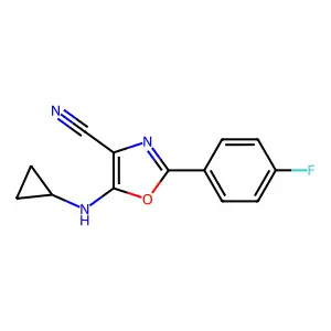 5-(Cyclopropylamino)-2-(4-fluorophenyl)-1,3-oxazole-4-carbonitrile structure