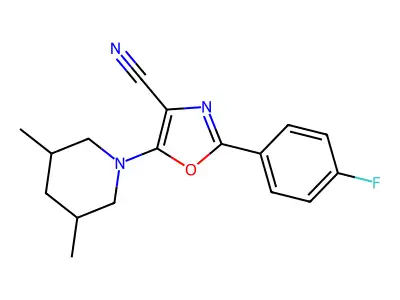 5-(3,5-Dimethylpiperidin-1-yl)-2-(4-fluorophenyl)-1,3-oxazole-4-carbonitrile structure