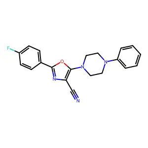 2-(4-Fluorophenyl)-5-(4-phenylpiperazin-1-yl)-1,3-oxazole-4-carbonitrile structure