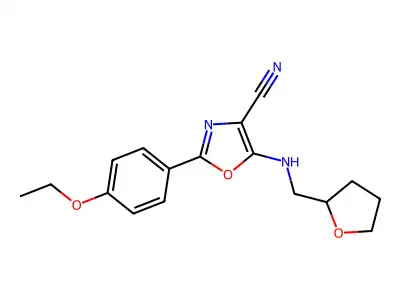 2-(4-Ethoxyphenyl)-5-(oxolan-2-ylmethylamino)-1,3-oxazole-4-carbonitrile structure