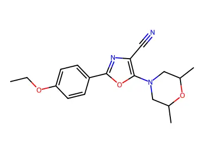 5-(2,6-Dimethylmorpholin-4-yl)-2-(4-ethoxyphenyl)-1,3-oxazole-4-carbonitrile structure