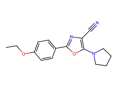 2-(4-Ethoxyphenyl)-5-pyrrolidin-1-yl-1,3-oxazole-4-carbonitrile structure