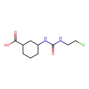 3-({[(2-Chloroethyl)imino](hydroxy)methyl}amino)cyclohexane-1-carboxylic acid structure