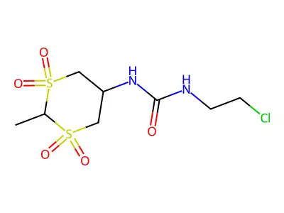 1-(2-chloroethyl)-3-(2-methyl-1,1,3,3-tetraoxo-1,3-dithian-5-yl)urea structure
