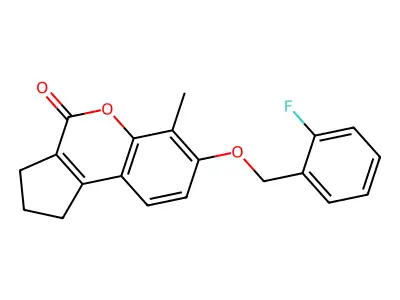 7-[(2-fluorophenyl)methoxy]-6-methyl-2,3-dihydro-1H-cyclopenta[c]chromen-4-one structure
