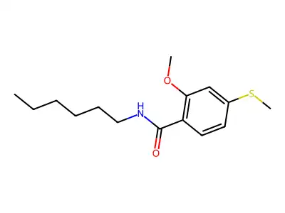N-hexyl-2-methoxy-4-methylsulfanylbenzamide structure
