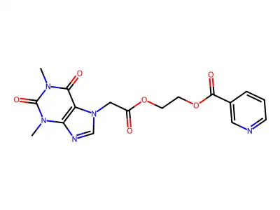 1-(Theophyllinyl-7-methyenecarboxyloxy)-2-(nicotinoyl)ethane structure