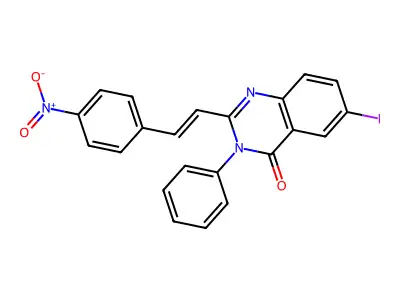 6-iodo-2-[(E)-2-(4-nitrophenyl)ethenyl]-3-phenylquinazolin-4-one structure