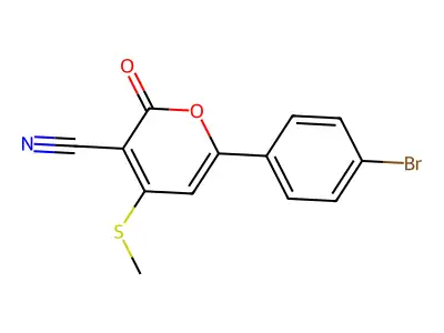 3-Cyano-4-(methylthio)-6-(4-bromophenyl)-2H-pyran-2-one structure