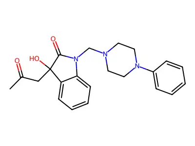 3-Hydroxy-3-(2-oxopropyl)-1-[(4-phenylpiperazin-1-yl)methyl]indol-2-one structure