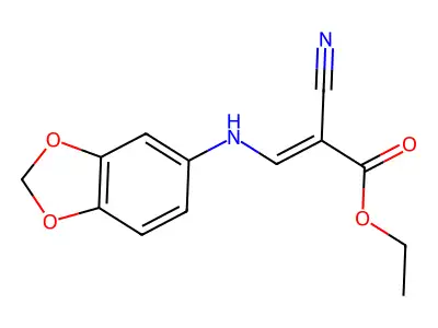 ethyl (E)-3-(1,3-benzodioxol-5-ylamino)-2-cyanoprop-2-enoate structure