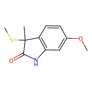 6-Methoxy-3-methyl-3-(methylsulfanyl)-1,3-dihydro-2H-indol-2-one structure