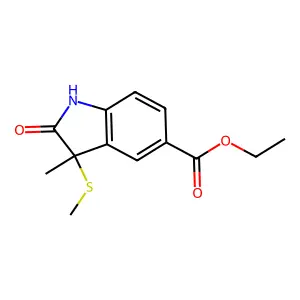 ethyl 3-methyl-3-methylsulfanyl-2-oxo-1H-indole-5-carboxylate structure