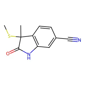 3-Methyl-3-(methylsulfanyl)-2-oxo-2,3-dihydro-1H-indole-6-carbonitrile structure