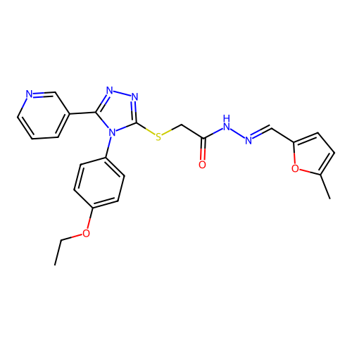 (E)-2-((4-(4-ethoxyphenyl)-5-(pyridin-3-yl)-4H-1,2,4-triazol-3-yl)thio)-N'-((5-methylfuran-2-yl)methylene)acetohydrazide structure