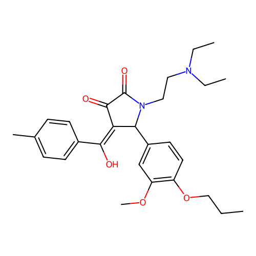 (4E)-1-(2-diethylaminoethyl)-4-[hydroxy-(4-methylphenyl)methylidene]-5-(3-methoxy-4-propoxyphenyl)pyrrolidine-2,3-dione structure