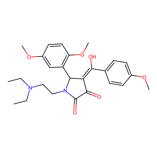 (4E)-1-(2-diethylaminoethyl)-5-(2,5-dimethoxyphenyl)-4-[hydroxy-(4-methoxyphenyl)methylidene]pyrrolidine-2,3-dione structure