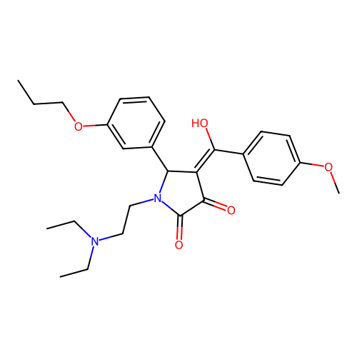 (4E)-1-(2-diethylaminoethyl)-4-[hydroxy-(4-methoxyphenyl)methylidene]-5-(3-propoxyphenyl)pyrrolidine-2,3-dione structure