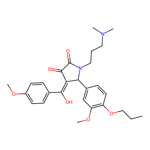 (4E)-1-[3-(dimethylamino)propyl]-4-[hydroxy-(4-methoxyphenyl)methylidene]-5-(3-methoxy-4-propoxyphenyl)pyrrolidine-2,3-dione structure