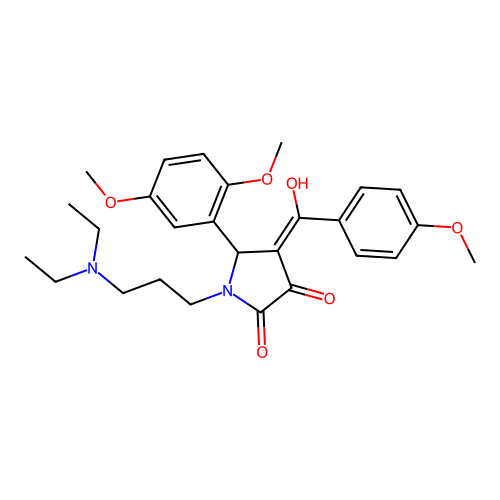(4E)-1-[3-(diethylamino)propyl]-5-(2,5-dimethoxyphenyl)-4-[hydroxy-(4-methoxyphenyl)methylidene]pyrrolidine-2,3-dione structure