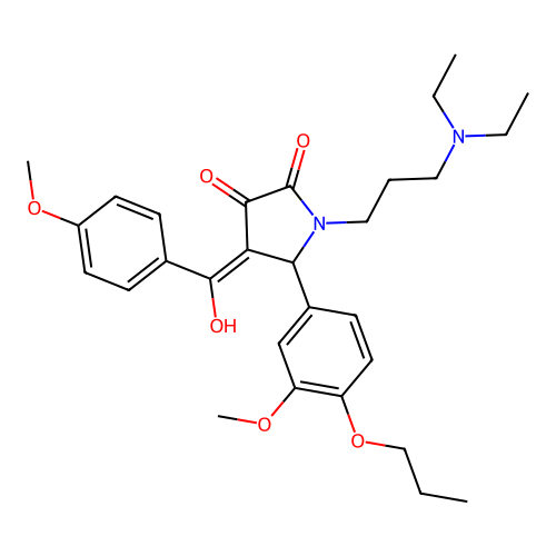 (4E)-1-[3-(diethylamino)propyl]-4-[hydroxy-(4-methoxyphenyl)methylidene]-5-(3-methoxy-4-propoxyphenyl)pyrrolidine-2,3-dione structure