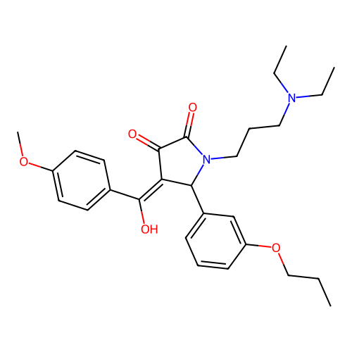(4E)-1-[3-(diethylamino)propyl]-4-[hydroxy-(4-methoxyphenyl)methylidene]-5-(3-propoxyphenyl)pyrrolidine-2,3-dione structure