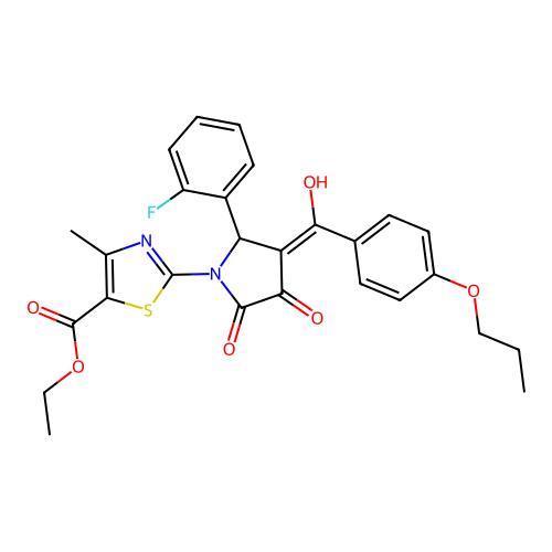ethyl 2-(2-(2-fluorophenyl)-4-hydroxy-5-oxo-3-(4-propoxybenzoyl)-2,5-dihydro-1H-pyrrol-1-yl)-4-methylthiazole-5-carboxylate structure