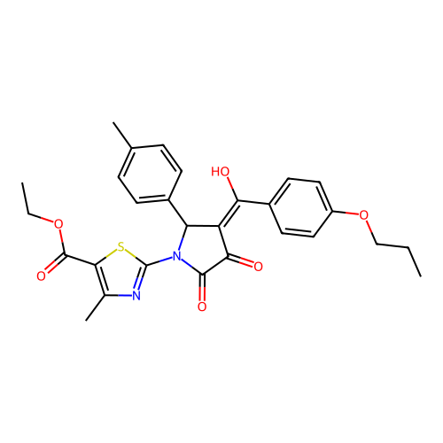 ethyl 2-(3-hydroxy-2-oxo-4-(4-propoxybenzoyl)-5-(p-tolyl)-2,5-dihydro-1H-pyrrol-1-yl)-4-methylthiazole-5-carboxylate structure