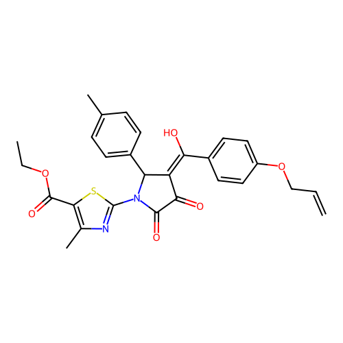 ethyl 2-(3-(4-(allyloxy)benzoyl)-4-hydroxy-5-oxo-2-(p-tolyl)-2,5-dihydro-1H-pyrrol-1-yl)-4-methylthiazole-5-carboxylate structure