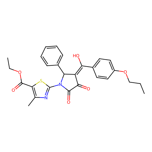 ethyl 2-(3-hydroxy-2-oxo-5-phenyl-4-(4-propoxybenzoyl)-2,5-dihydro-1H-pyrrol-1-yl)-4-methylthiazole-5-carboxylate structure