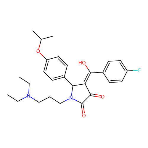 (4E)-1-[3-(diethylamino)propyl]-4-[(4-fluorophenyl)-hydroxymethylidene]-5-(4-propan-2-yloxyphenyl)pyrrolidine-2,3-dione structure