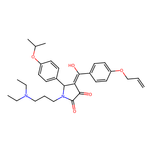 (4E)-1-[3-(diethylamino)propyl]-4-[hydroxy-(4-prop-2-enoxyphenyl)methylidene]-5-(4-propan-2-yloxyphenyl)pyrrolidine-2,3-dione structure