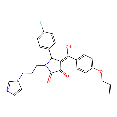 (4E)-5-(4-fluorophenyl)-4-[hydroxy-(4-prop-2-enoxyphenyl)methylidene]-1-(3-imidazol-1-ylpropyl)pyrrolidine-2,3-dione structure