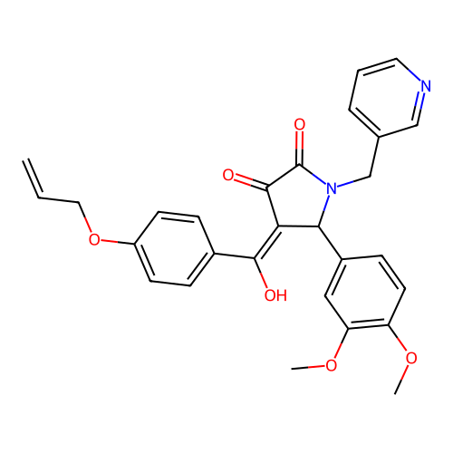 (4E)-5-(3,4-dimethoxyphenyl)-4-[hydroxy-(4-prop-2-enoxyphenyl)methylidene]-1-(pyridin-3-ylmethyl)pyrrolidine-2,3-dione structure
