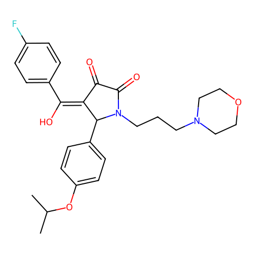 (4E)-4-[(4-fluorophenyl)-hydroxymethylidene]-1-(3-morpholin-4-ylpropyl)-5-(4-propan-2-yloxyphenyl)pyrrolidine-2,3-dione structure