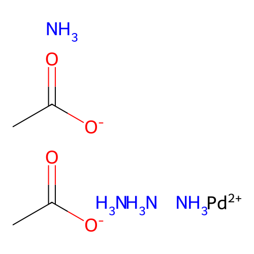 Palladium(2+), tetraammine-, (SP-4-1)-, acetate (1:2) structure