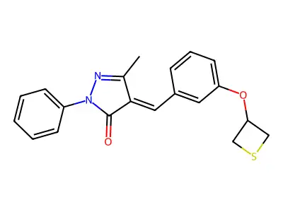 (4E)-5-methyl-2-phenyl-4-[[3-(thietan-3-yloxy)phenyl]methylidene]pyrazol-3-one structure