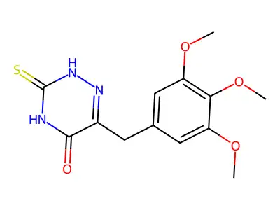 3-Thioxo-6-[3,4,5-trimethoxybenzyl]-2,3,4,5-tetrahydro-1,2,4-triazin-5-one structure