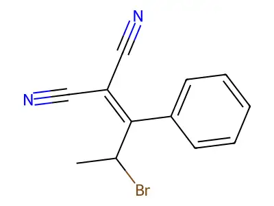 1,1-Dicyano-2-phenyl-2-(1-bromoethyl)ethylene structure