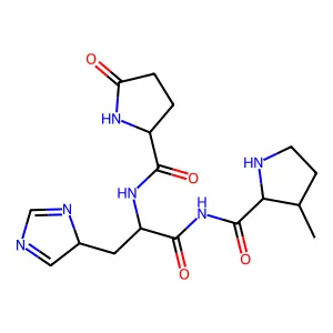 Pyroglutamyl-histidyl-3-methylprolinamide structure
