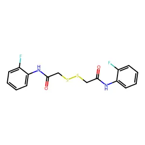 2-[[2-(2-fluoroanilino)-2-oxoethyl]disulfanyl]-N-(2-fluorophenyl)acetamide structure