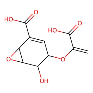 3-(1-Carboxyethenoxy)-2-hydroxy-7-oxabicyclo[4.1.0]hept-4-ene-5-carboxylic acid structure