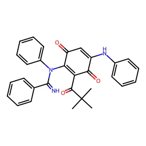 Benzenecarboximidamide, N-[2-(2,2-dimethyl-1-oxopropyl)-3,6-dioxo-4-(phenylamino)-1,4-cyclohexadien-1-yl]-N-phenyl- structure
