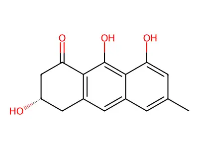 1(2H)-Anthracene, 3,4-dihydro-3,8,9-trihydroxy-6-methyl-, (-)- structure