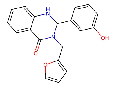 3-[(Furan-2-yl)methyl]-2-(3-hydroxyphenyl)-2,3-dihydroquinazolin-4(1H)-one structure