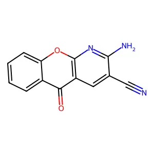 2-Amino-5-oxo-5H-(1)benzopyrano(2,3-b)pyridine-3-carbonitrile structure